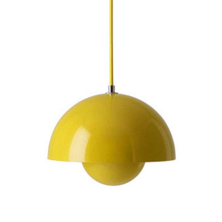 Yellow pendant lamp on a white background