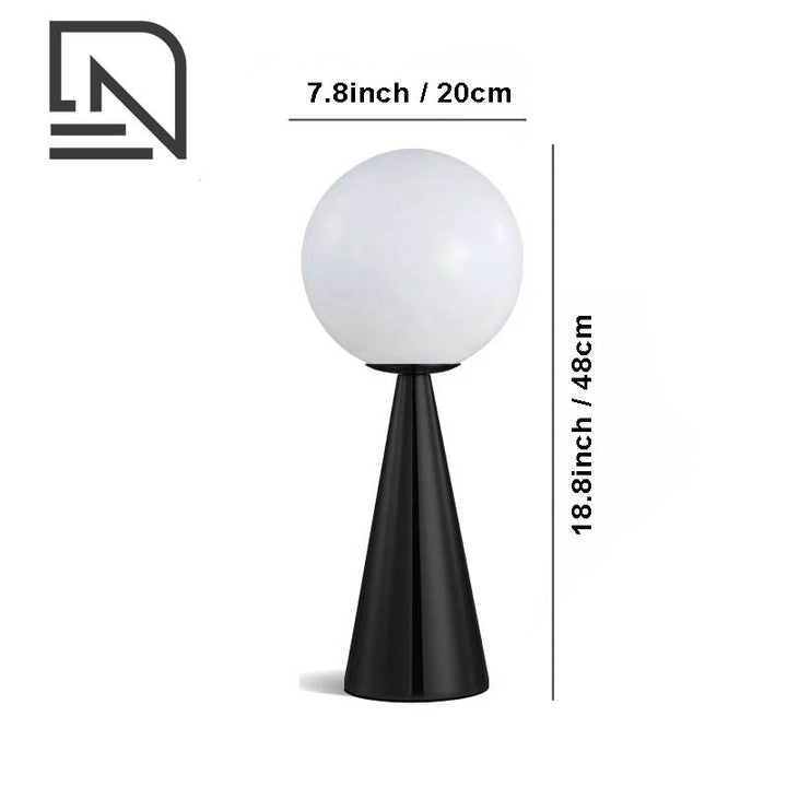 KUGLE Art Deco glass ball table lamp, black medium size, 18.8 inch elegant bedroom light