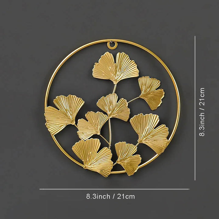 Polished metal Ginkgo leaf wall art by Nordic Essentials, measuring 21cm, ideal for modern home decor.ver1