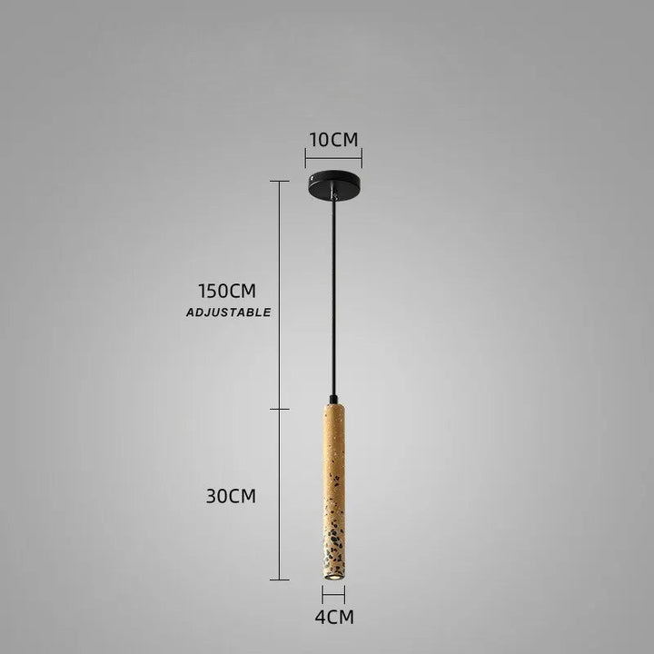 BETON modern industrial pendant light in yellow terrazzo cement finish 30cm tall