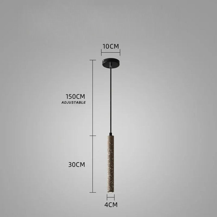 BETON concrete pendant light in brown terrazzo slim cylinder 30cm x 4cm