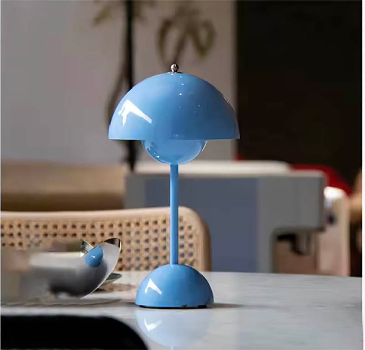 Nordic cordless LED table lamp with a sleek modern design, USB rechargeable battery, and warm ambient lighting—ideal for any space.