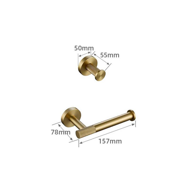 Gold door handle with dimensions labeled on a white background