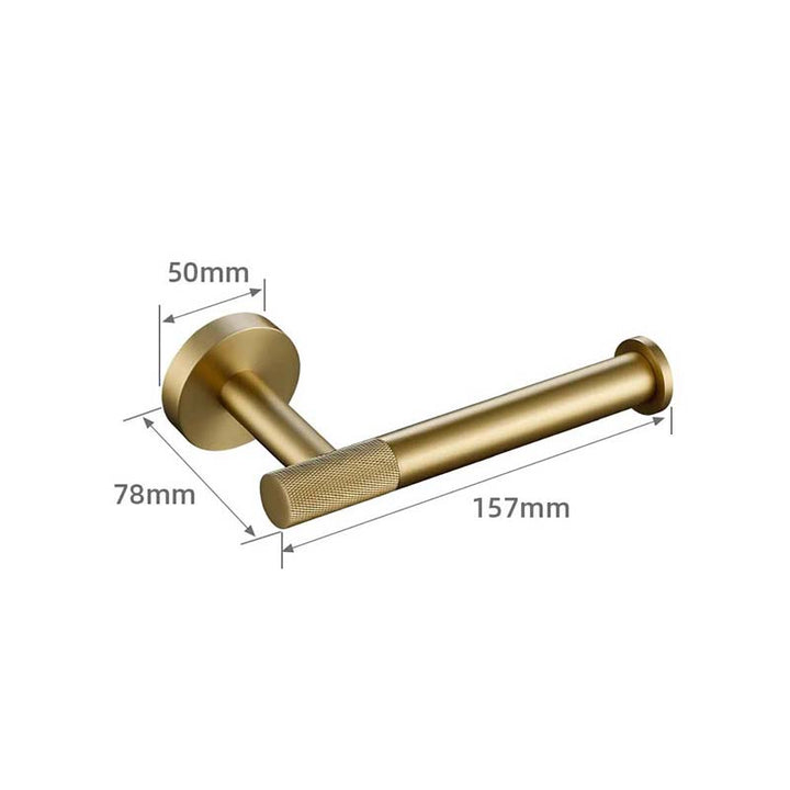 Gold door handle with dimensions labeled on a white background