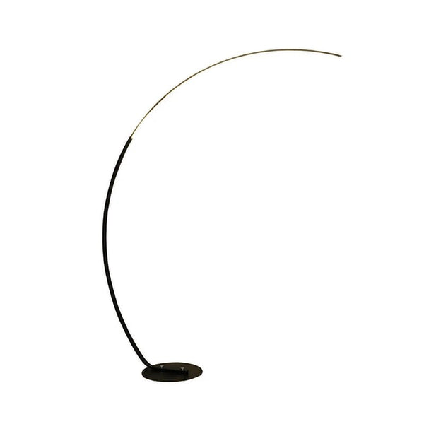  Ultra-slim ARC LED Floor Lamp with curved black frame and round base, ideal for modern Nordic-inspired interiors.