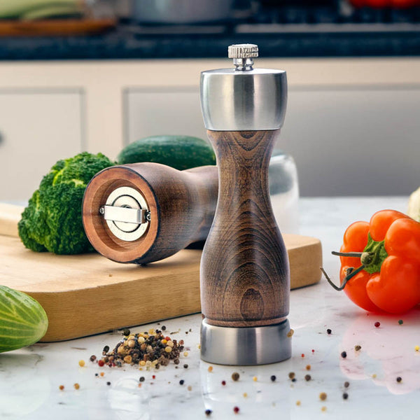 KVAERN - Premium Beech Wood Salt and Pepper Grinder Set / Precision Carbon Steel & Ceramic Mill
