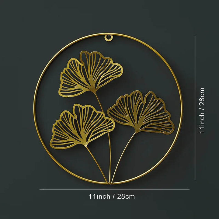 Polished metal Ginkgo leaf wall art by Nordic Essentials, measuring 21cm, ideal for modern home decor.ver1