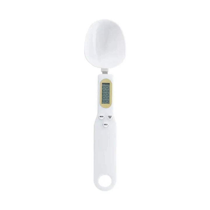 Minimalist digital spoon scale with LCD display and three control buttons