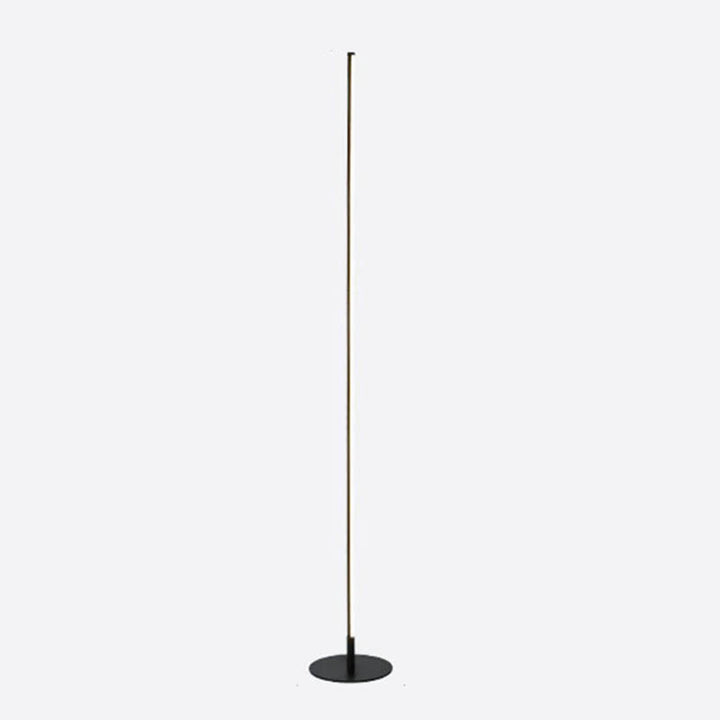 Minimalist black dimmable LED floor lamp with slim design and round base, ideal for modern Nordic interiors
