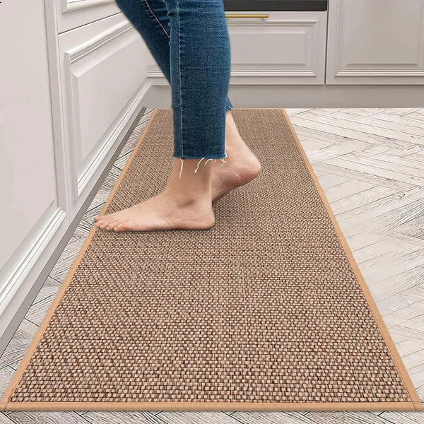 Nordic Essentials Natural Fibre Rug runner – brown sisal mat with rubber backing, 17×47 in, slip-resistant kitchen floor protector