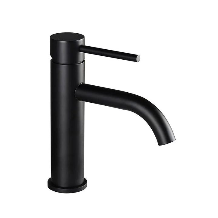Black faucet on a white background