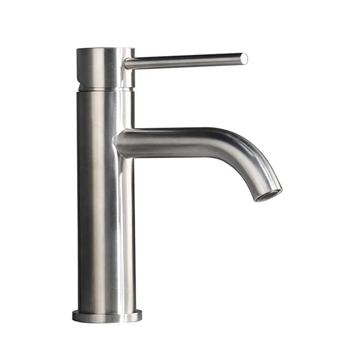 Stainless steel faucet on a white background