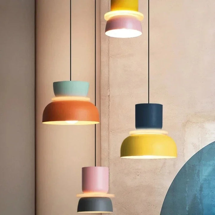 FARG Colourful Pendant Lamps – Nordic-style LED ceiling lights in yellow, blue, pink and mint, ideal for modern UK dining or living spaces