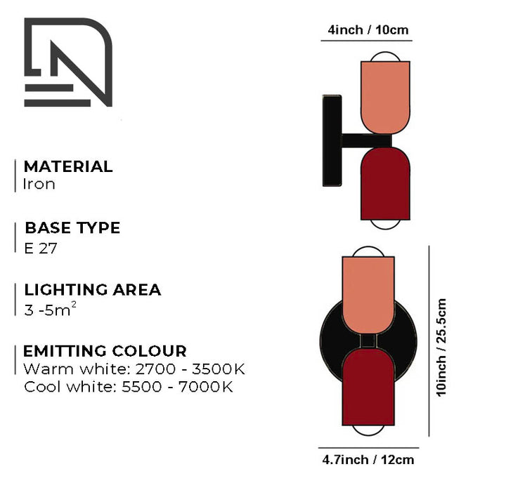 Minimalist modern wall sconce with twin LED heads, compact design for ambient lighting in small indoor spaces