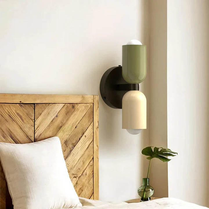 Modern double-head LED wall lamp in minimalist design, made from durable metal, ideal for modern bedrooms or living rooms. Variant1