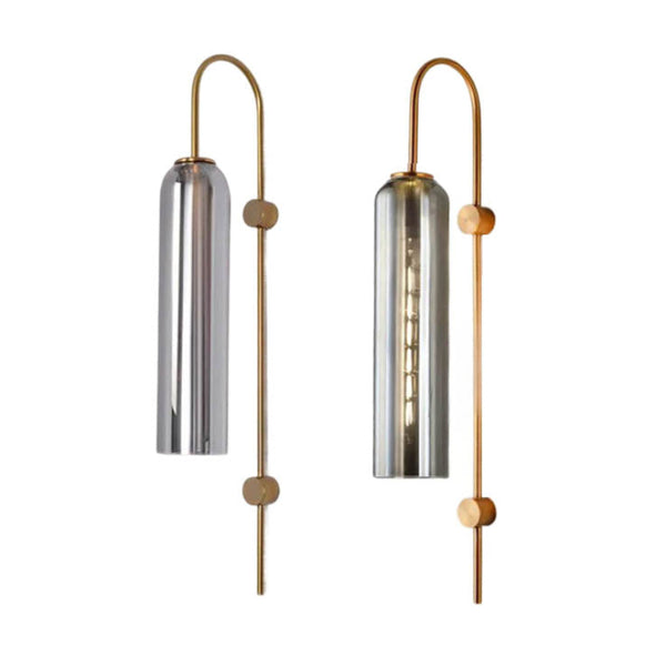 Glasur Nordic Cylinder Wall Lamp with modern glass and brass sconce, ideal for contemporary interiors