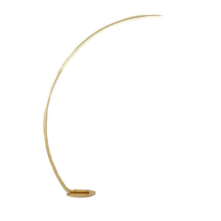  Ultra-slim ARC LED Floor Lamp with curved golden frame and round base, ideal for modern Nordic-inspired interiors.