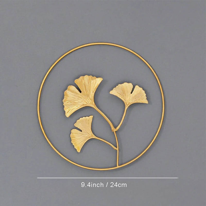 Polished metal Ginkgo leaf wall art by Nordic Essentials, measuring 9.4inch, ideal for modern home decor.ver5