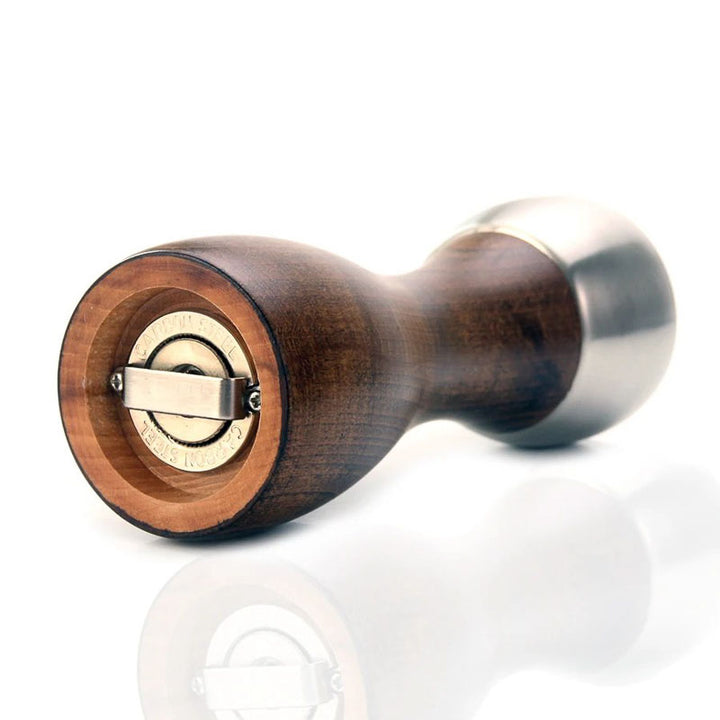 KVAERN Premium Beech Wood Salt and Pepper Grinder Set with stainless steel top and precision ceramic and carbon steel grinding mechanism for fresh seasoning