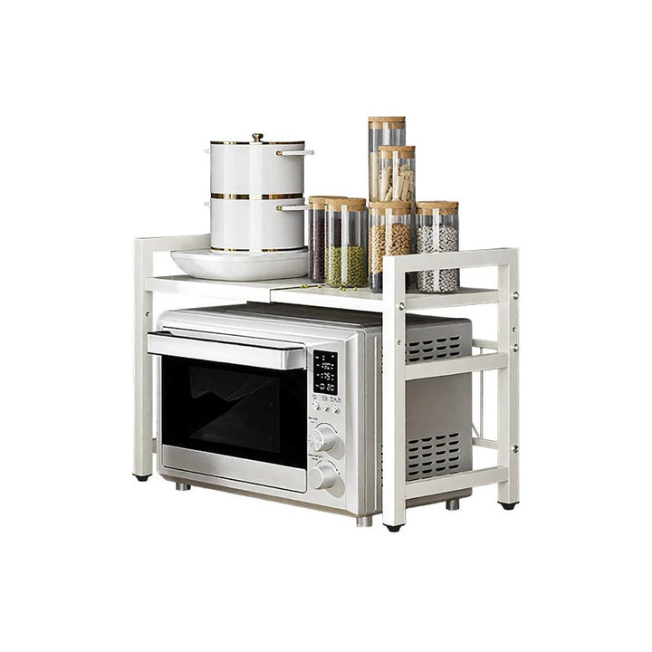 Kitchen Storage Rack for bowls, and storage jars on a white background