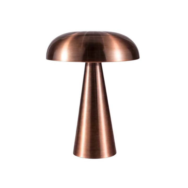 Copper cordless rechargeable table lamp on a white background