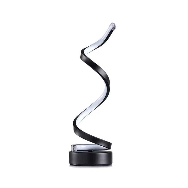 Spiral-shaped modern night light on a white background