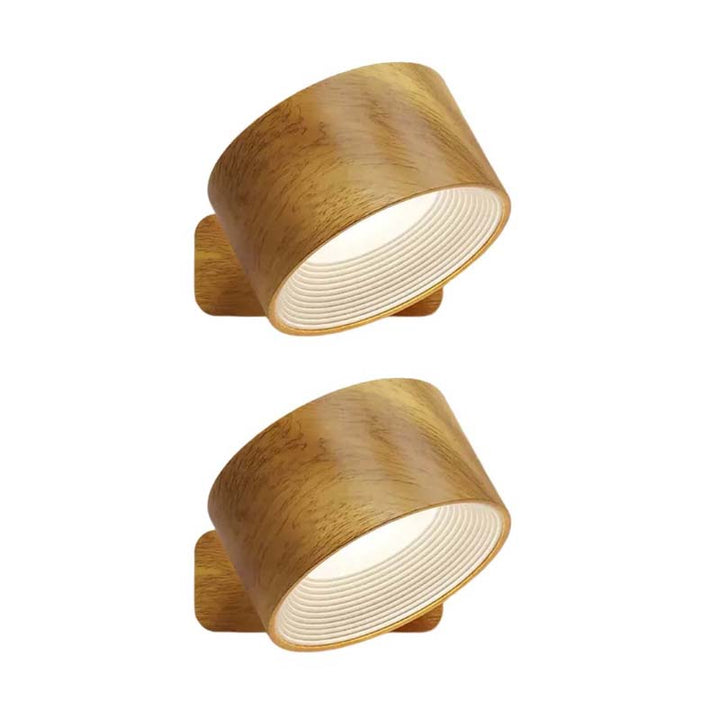 Two wooden wall lights on a white background