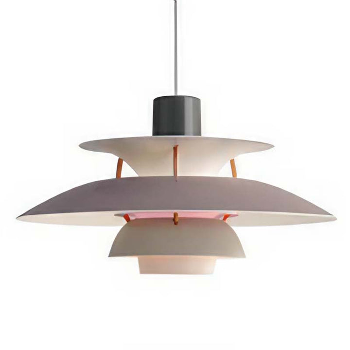 Modern Nordic pendant lamp with layered design on a white background