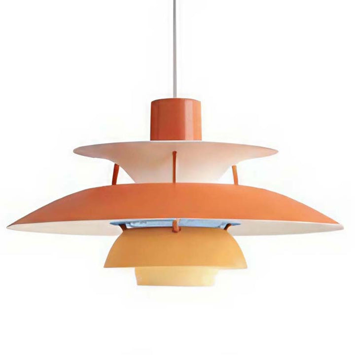Orange Nordic pendant lamp on a white background