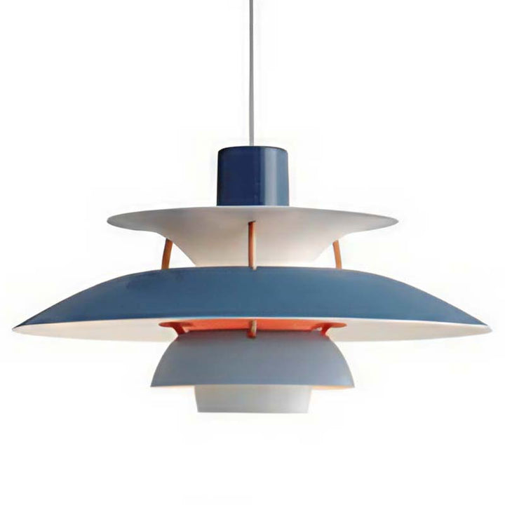 Blue and white Nordic pendant lamp on a white background