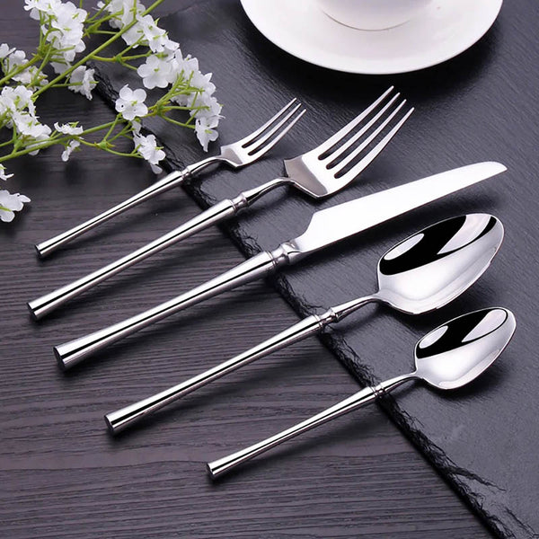 Gold & Silver Stainless Steel Cutlery Set – Modern Minimalist Flatware