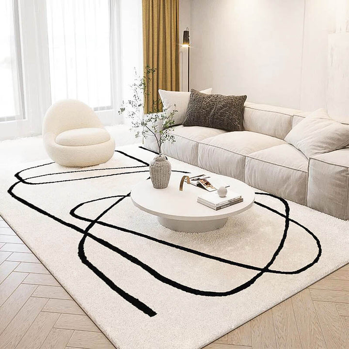 Nordic-style living room rug with modern design, soft texture, and durable material, perfect for contemporary home decor.