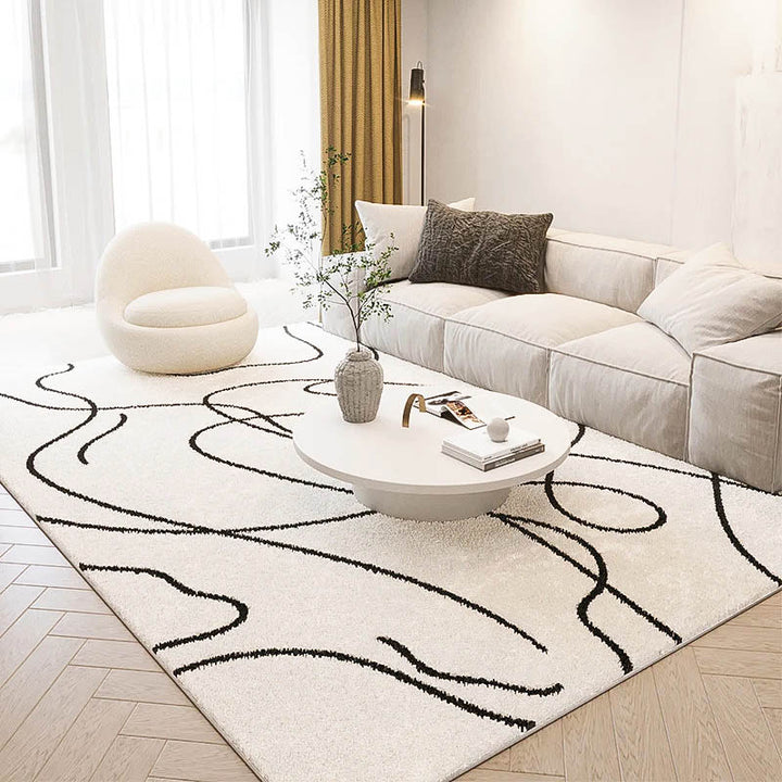 Nordic-style living room rug with modern design, soft texture, and durable material, perfect for contemporary home decor.
