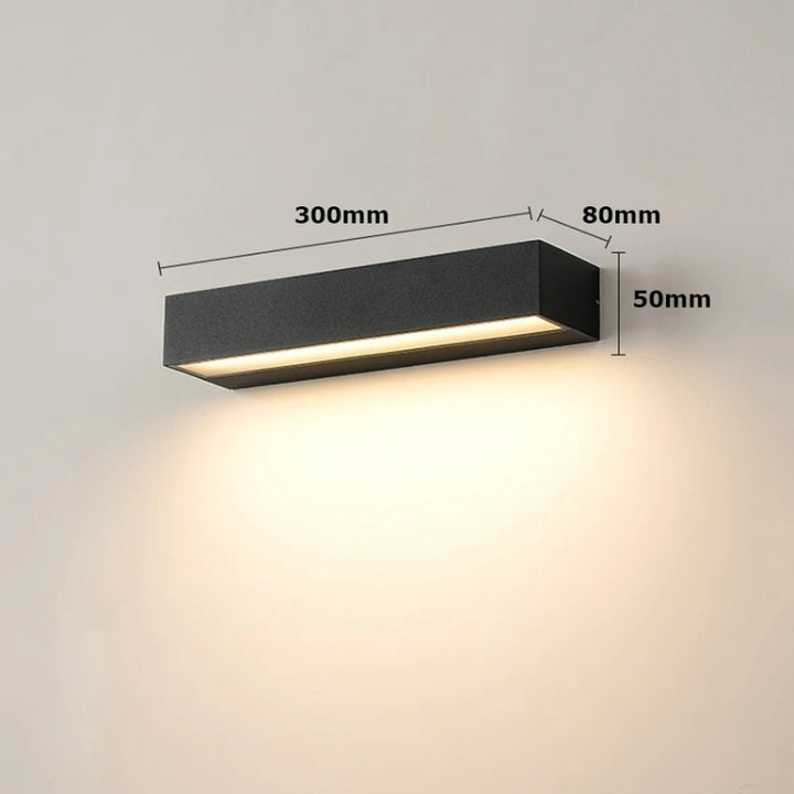 18W black aluminum outdoor wall light, 300mm, sleek Nordic design for home entrances