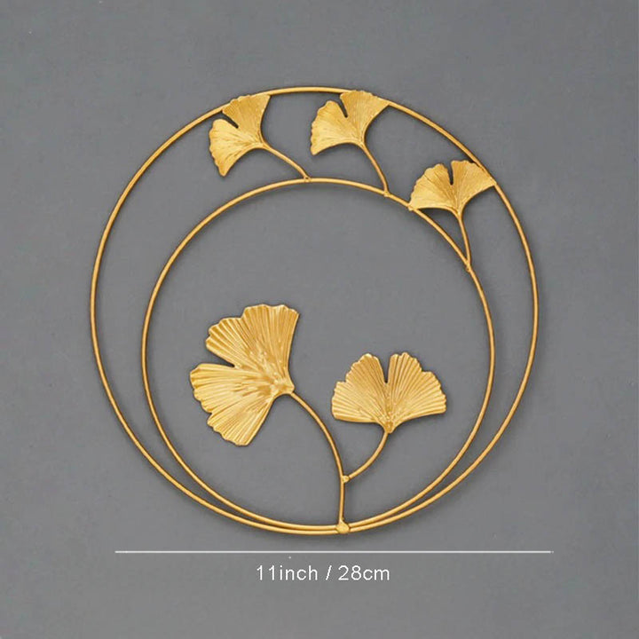 Polished metal Ginkgo leaf wall art by Nordic Essentials, measuring 28cm, ideal for modern home decor.ver6