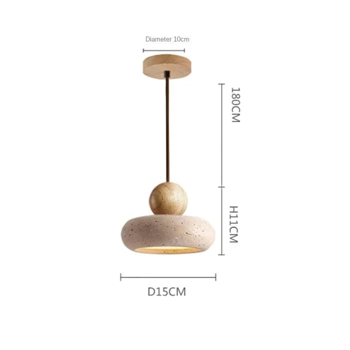Pendant light size chart showing NATUR vintage design with 15 cm shade and 180 cm adjustable cord