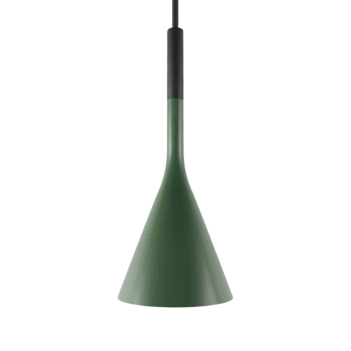 Green pendant light on a white background