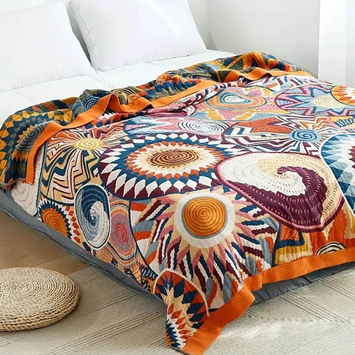 Nordic cotton throw blanket with a soft, breathable texture, perfect for cozy living room or bedroom decor.