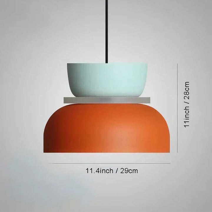 FARG macaron-style pendant lamp with mint top and orange base, 11inch tall with 11.4inch shade, perfect for uk kitchens and dining rooms.