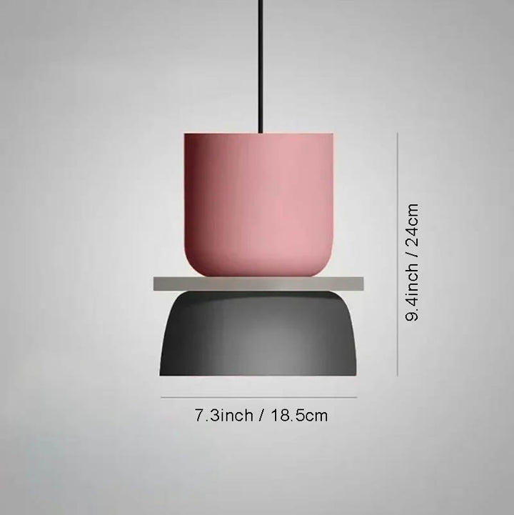 FARG macaron-style pendant lamp with pink top and grey base, 9.4inch tall with 7.3inch shade, perfect for uk kitchens and dining rooms.