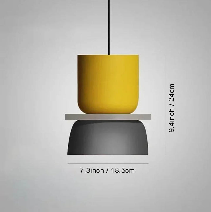 FARG macaron-style pendant lamp with yellow top and grey base, 9.4inch tall with 7.3inch shade, perfect for uk kitchens and dining rooms.