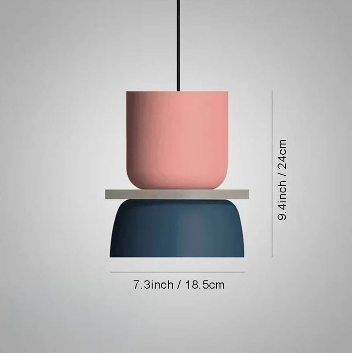 FARG macaron-style pendant lamp with pink top and navy base, 9.4inch tall with 7.3inch shade, perfect for uk kitchens and dining rooms.