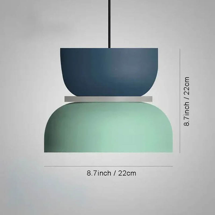 FARG macaron-style pendant lamp with navy top and mint base, 8.7inch tall with 8.7inch shade, perfect for uk kitchens and dining rooms.