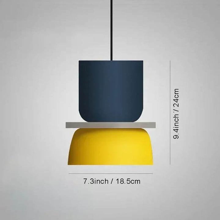 FARG macaron-style pendant lamp with navy top and yellow base, 9.4inch tall with 7.3inch shade, perfect for uk kitchens and dining rooms.