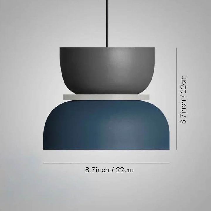 FARG macaron-style pendant lamp with grey top and navy base, 8.7inch tall with 8.7inch shade, perfect for uk kitchens and dining rooms.