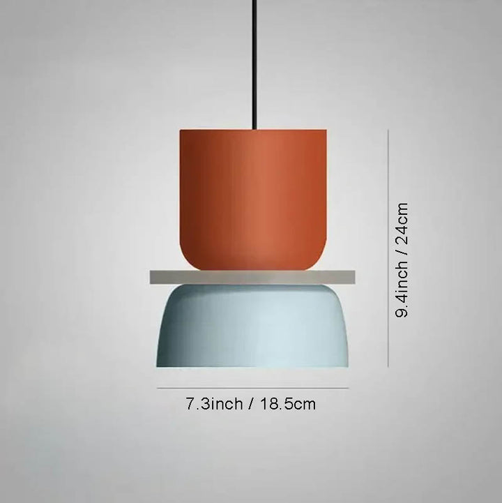 FARG macaron-style pendant lamp with orange top and blue base, 9.4inch tall with 7.3inch shade, perfect for uk kitchens and dining rooms.