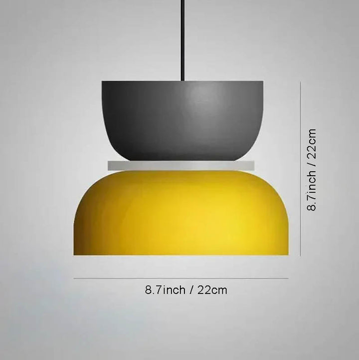 FARG macaron-style pendant lamp with grey top and yellow base, 8.7inch tall with 8.7inch shade, perfect for uk kitchens and dining rooms.