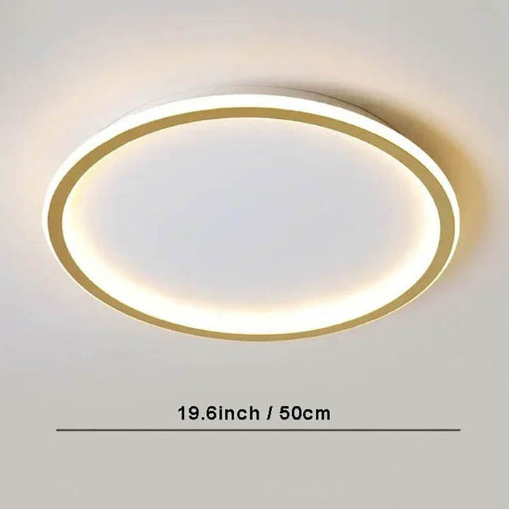 Contemporary gold 50cm Nordic LED ceiling light with remote, circular flush mount for modern bedroom or hallway lighting