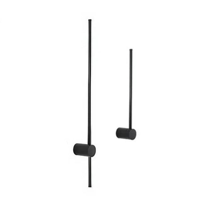 Vertical black LED wall lights in minimalist matte black finish, ideal for modern staircases or UK hallway accent lighting.