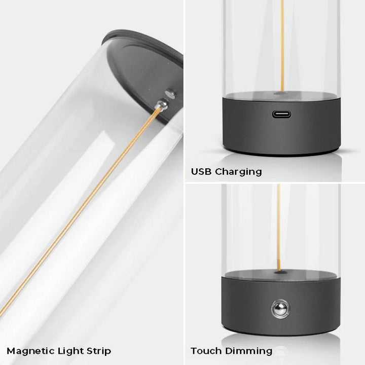 Cordless Rechargeable Desk Lamp - Small Magnetic Touch Control Table Lamp with 3 Color Ambient Light-3